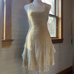 Madison Marcus Elegant Cream Lace Dress